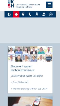 Vorschau der mobilen Webseite www.uksh.de, Universitätsklinikum Schleswig-Holstein - Institut für Arbeitsmedizin