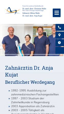 Vorschau der mobilen Webseite www.zahnarzt-viechtach.de, Zahnarztpraxis Dr. Christian Muhr, Zahnarzt Alfons Muhr, Dr. Anja Kujat