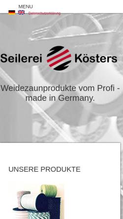 Vorschau der mobilen Webseite www.seilerei-koesters.de, Seilerei Kösters GmbH