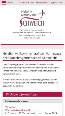 Vorschau der mobilen Webseite www.pfarreiengemeinschaft-schweich.de, Pfarreiengemeinschaft Schweich