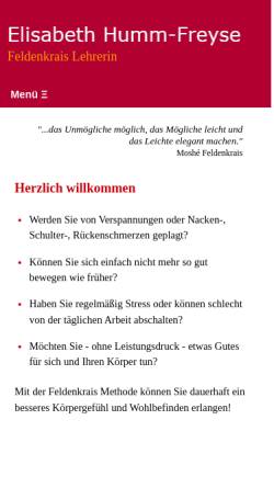 Vorschau der mobilen Webseite www.feldenkrais-info.de, Elisabeth Humm-Freyse