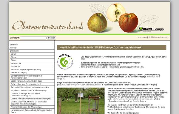 Vorschau von www.obstsortendatenbank.de, BUND-Lemgo Obstsortendatenbank