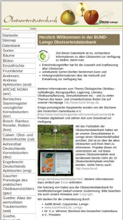 Vorschau der mobilen Webseite www.obstsortendatenbank.de, BUND-Lemgo Obstsortendatenbank