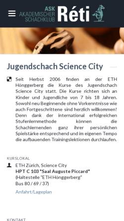 Vorschau der mobilen Webseite jugendschach-sciencecity.ch, Jugendschach ScienceCity