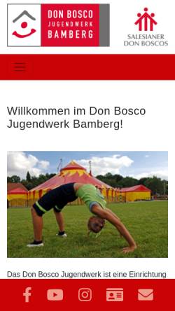 Vorschau der mobilen Webseite www.donboscobamberg.de, Don Bosco Jugendwerk Bamberg