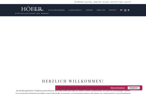 Vorschau von www.hoefer-stoffe.de, Höfer - Stoffkollektionen und Weberei