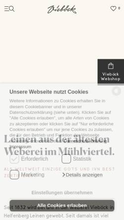Vorschau der mobilen Webseite www.vieboeck.at, Leinenweberei Vieböck GmbH