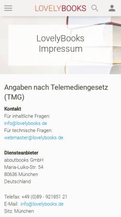 Vorschau der mobilen Webseite www.lovelybooks.de, LovelyBooks
