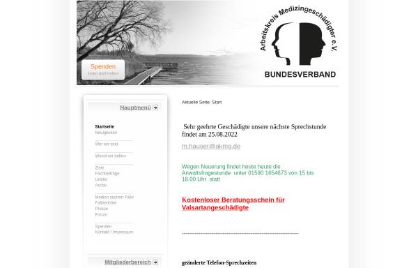 Vorschau von www.akmg.de, Arbeitskreis Medizingeschädigter e.V.