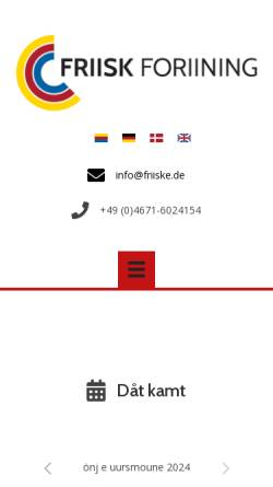 Vorschau der mobilen Webseite friiske.de, Friisk Foriining