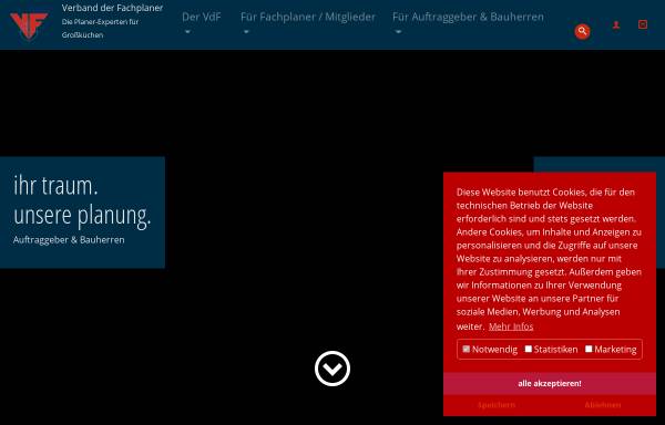 Vorschau von verband-der-fachplaner.de, Verband der Fachplaner Gastronomie - Hotellerie - Gemeinschaftsverpflegung e.V.