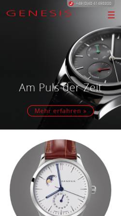 Vorschau der mobilen Webseite genesis-uhren.de, GENESIS Uhren - ästhetische Luxusuhren mit kleiner Limitierung