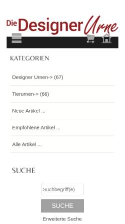 Vorschau der mobilen Webseite www.die-designer-urne.de, Die Designer Urne,Bestattungen Heinrich Till