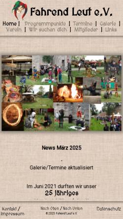 Vorschau der mobilen Webseite www.fahrend-leut.de, Fahrend' Leut' e. V.