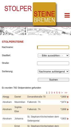 Vorschau der mobilen Webseite stolpersteine-bremen.de, Stolpersteine Bremen