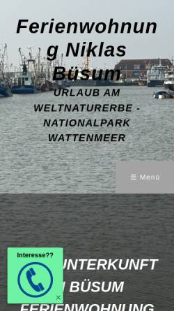 Vorschau der mobilen Webseite www.fewo-nordsee-buesum.de, Ferienwohnung Niklas