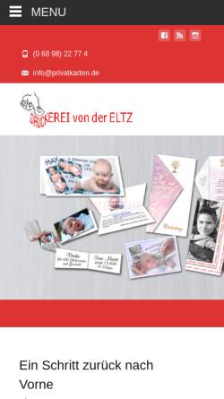 Vorschau der mobilen Webseite www.druckereieltz.de, Druckerei von der Eltz