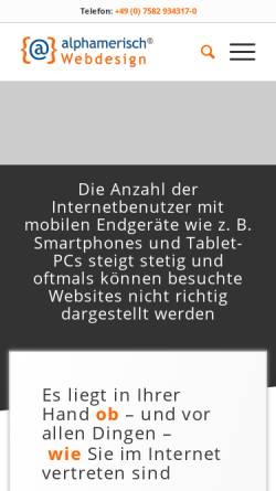 Vorschau der mobilen Webseite www.alphamerisch.de, Alphamerisch Webdesign, Heike Straub