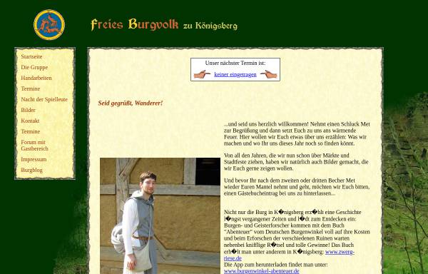 Vorschau von www.freiesburgvolk.de, Internetseiten des Freien Burgvolks zu Königsberg