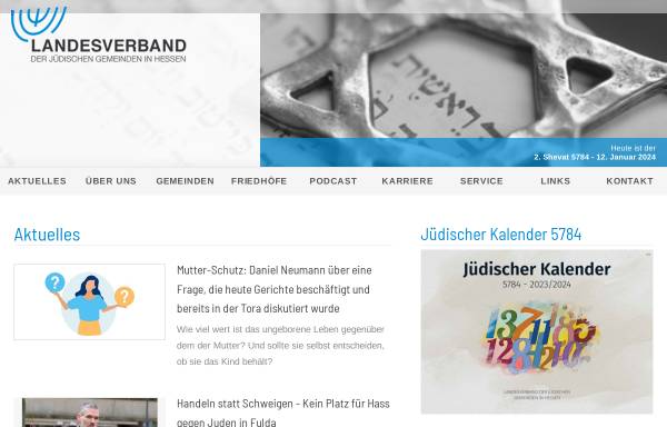 Vorschau von www.lvjgh.de, Landesverband der Jüdischen Gemeinden in Hessen