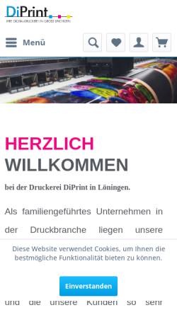 Vorschau der mobilen Webseite www.diprint-shop.de, Druckerei DiPrint Werner Rosemeyer