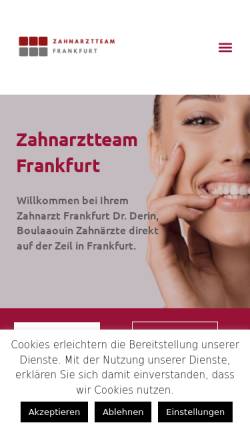 Vorschau der mobilen Webseite www.zahnarztteam-frankfurt.de, Dr. Derin, Boulaaouin Zahnärzte