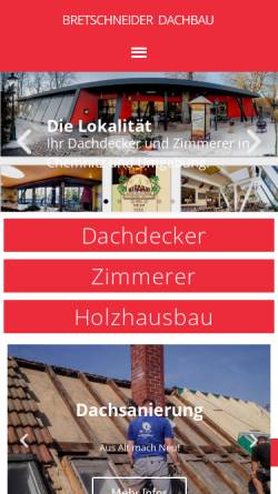 Vorschau der mobilen Webseite bretschneider-dachbau.de, Bretschneider Dachbau GmbH