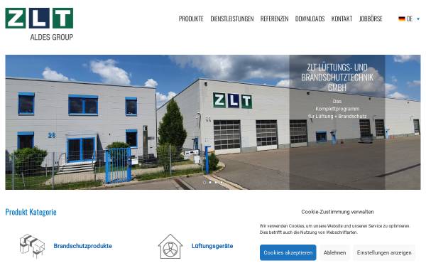 Vorschau von www.zlt.de, ZLT Lüftungs- und Brandschutztechnik GmbH