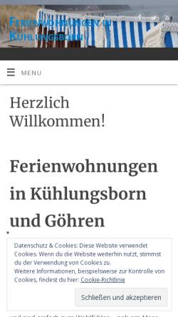 Vorschau der mobilen Webseite www.kuehlungsborn-geniessen.de, Ferienwohnung 