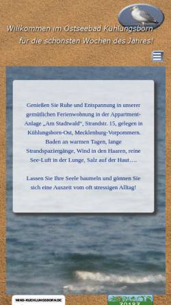 Vorschau der mobilen Webseite wind-kuehlungsborn.de, Ferienwohnung Fam. Wind