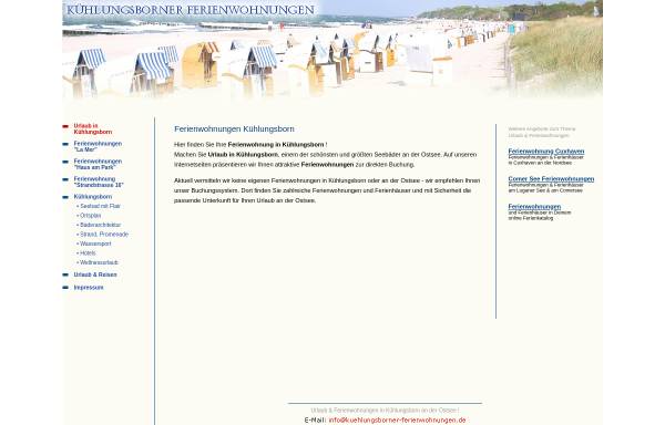Vorschau von www.kuehlungsborner-ferienwohnungen.de, Ferienwohnungen im La Mer und im Dünenschloss