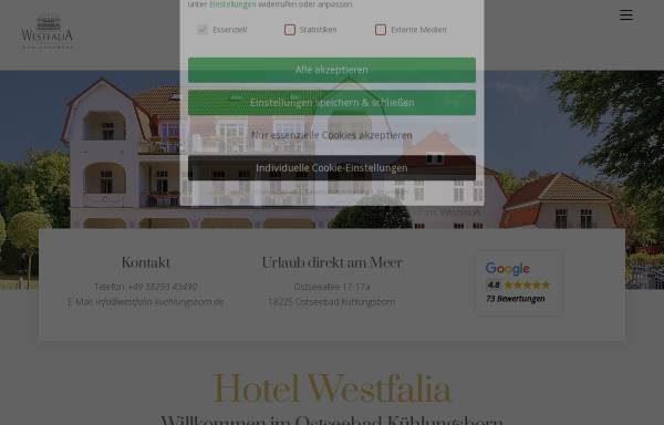 Vorschau von www.westfalia-kuehlungsborn.de, Hotel 