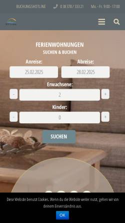 Vorschau der mobilen Webseite www.hes-usedom.de, HES Ferienwohnungen
