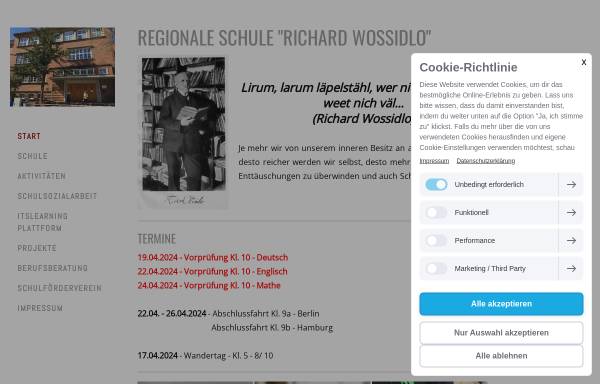 Vorschau von www.wossidloschule-guestrow.de, Richard-Wossidlo-Schule Güstrow
