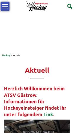Vorschau der mobilen Webseite www.guestrowhockey.de, ATSV Güstrow (Hockeyabteilung)