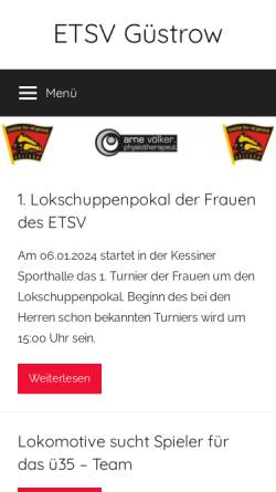 Vorschau der mobilen Webseite www.etsv-guestrow.de, Fußballabteilung des ETSV Güstrow e. V.