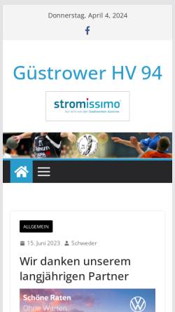 Vorschau der mobilen Webseite www.ghv94.de, Güstrower Handballverein 94 e.V.