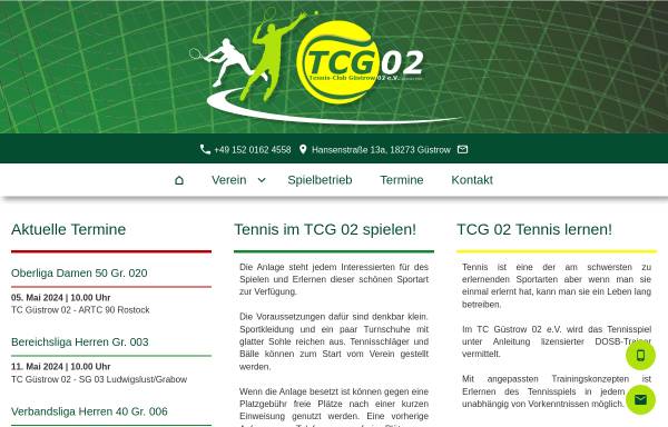 Vorschau von www.tennis-guestrow.de, Tennisclub Güstrow 02 e.V.