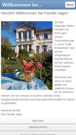 Vorschau der mobilen Webseite www.usedom-ferienwohnungen-jager.de, Ferienwohnungen Familie Jager