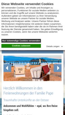 Vorschau der mobilen Webseite www.ferienwohnung-pape.de, PAPE Ferienwohnungen