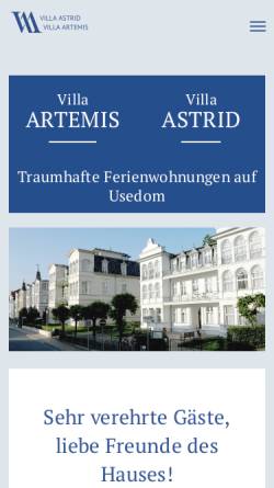Vorschau der mobilen Webseite www.villa-astrid.de, Villa Astrid
