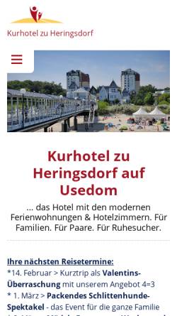 Vorschau der mobilen Webseite www.kurhotel-heringsdorf.de, Kurhotel und Rehaklinik
