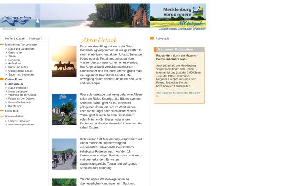 Vorschau von www.erlebnistour-mv.de, Aktivurlaub mit Einklang Reisen