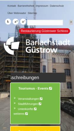 Vorschau der mobilen Webseite www.guestrow.de, Barlachstadt Güstrow