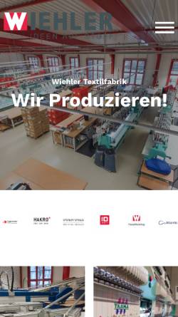 Vorschau der mobilen Webseite wiehler-textilfabrik.de, Danilo Wiehler Textilfabrik