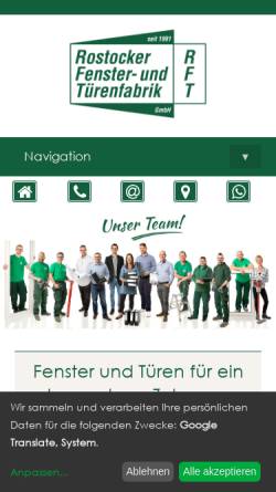 Vorschau der mobilen Webseite www.rostocker-fenster.de, Rostocker Fenster- und Türen Fabrik GmbH