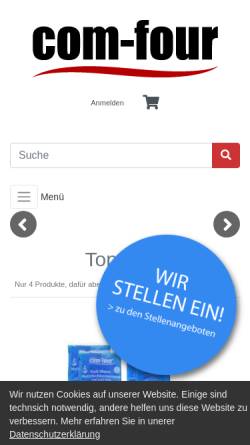 Vorschau der mobilen Webseite com-four.de, COM-FOUR OHG
