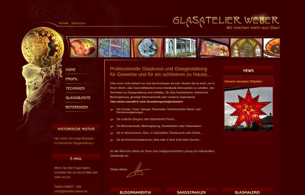 Vorschau von www.glasatelier-weber.de, Glasatelier Weber