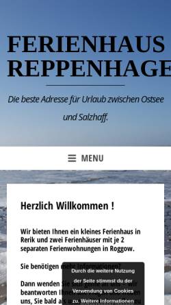 Vorschau der mobilen Webseite www.ferienhaus-reppenhagen.de, Ferienhaus Reppenhagen