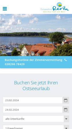 Vorschau der mobilen Webseite www.rerik.de, Ostseebad Rerik